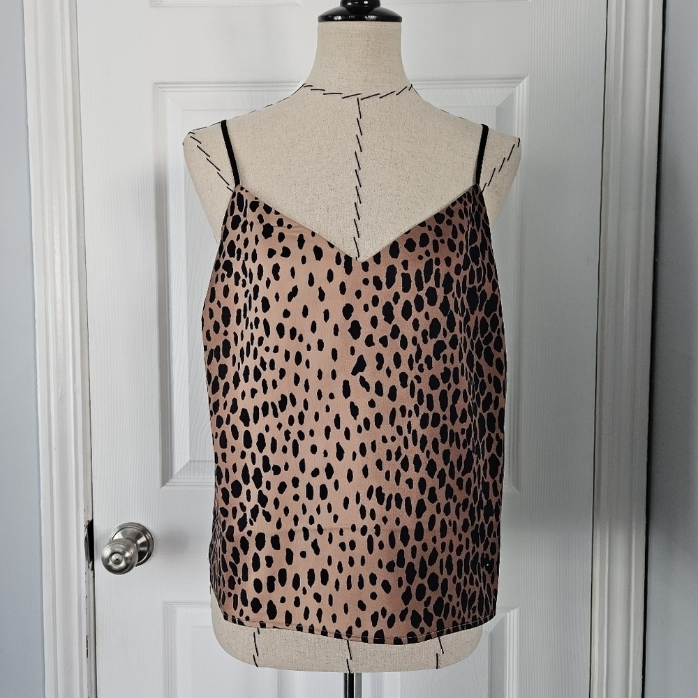 Good American Leopard Print Satin slip Cami